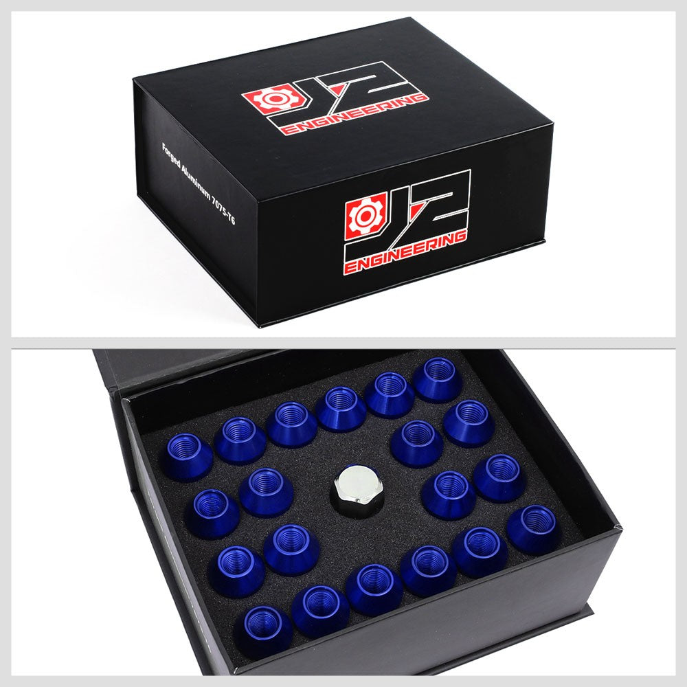 J2 Aluminum Blue Open End Spline Acorn Lug Nuts Conical Seat M12x1.25 T7-011-Car & Truck Wheels-BuildFastCar