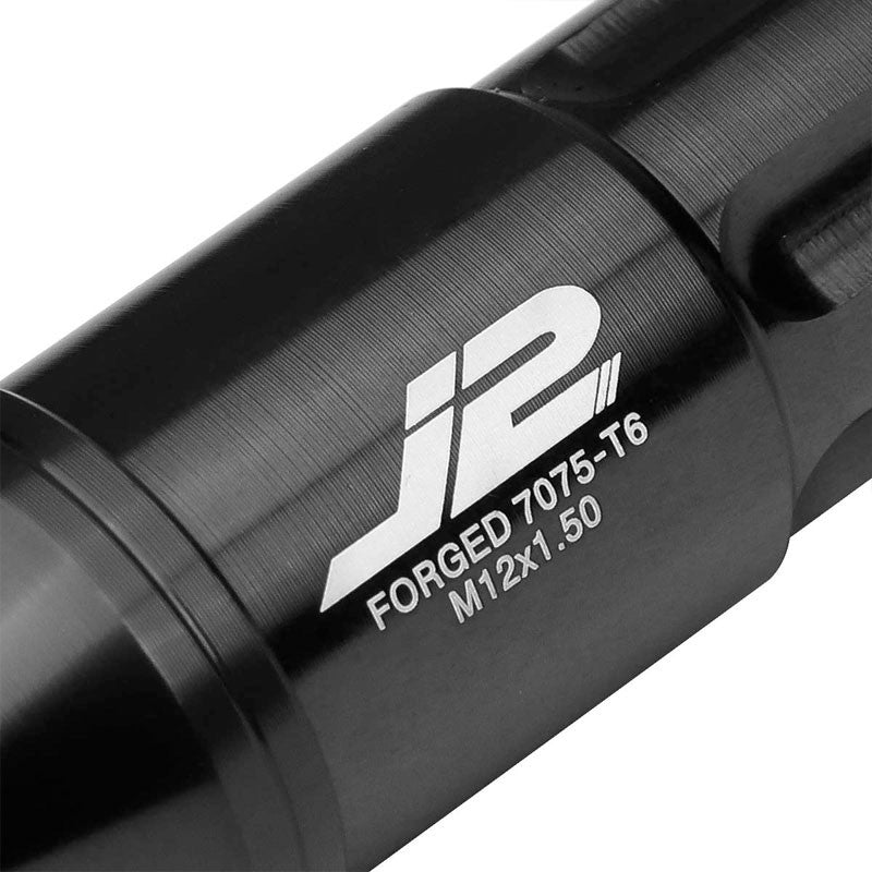 J2 Aluminum Black Open End Spline Acorn M12 x 1.50 25MM OD/50MM Height Lug Nuts-Car & Truck Wheels-BuildFastCar