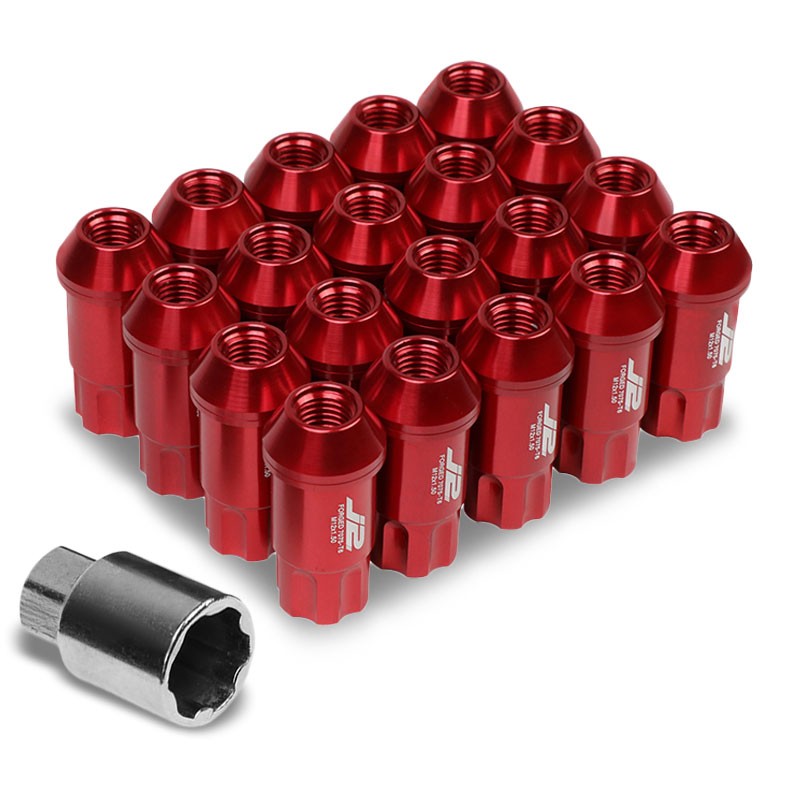 J2 Aluminum Red Open End Spline Acorn M12 x 1.50 25MM OD/50MM Height Lug Nuts-Car & Truck Wheels-BuildFastCar
