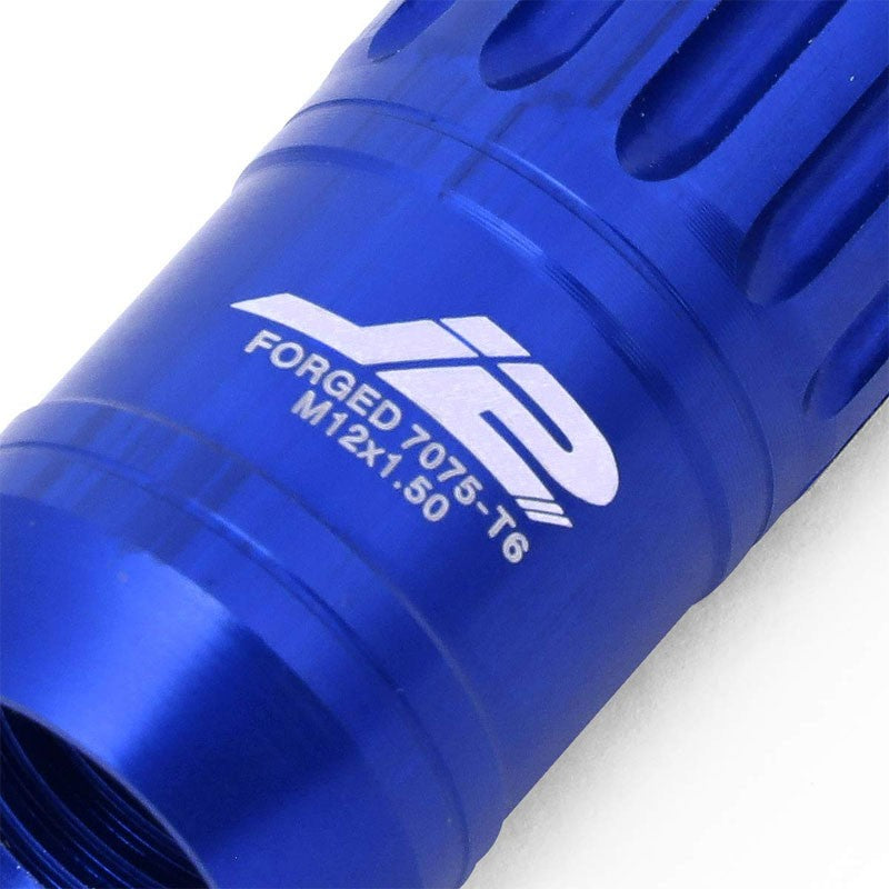J2 Blue Open Knurled End Acorn+Spike Cap M12 x 1.50 16 Lug Nuts+4 Lock Nuts-Car & Truck Wheels-BuildFastCar-BFC-LN-T7-012-15-BL