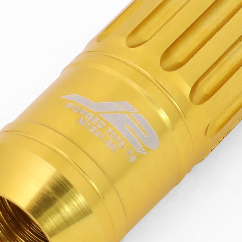 J2 Gold Open Knurled End Acorn+Spike Cap M12 x 1.50 16 Lug Nuts+4 Lock Nuts-Car & Truck Wheels-BuildFastCar-BFC-LN-T7-012-15-GD
