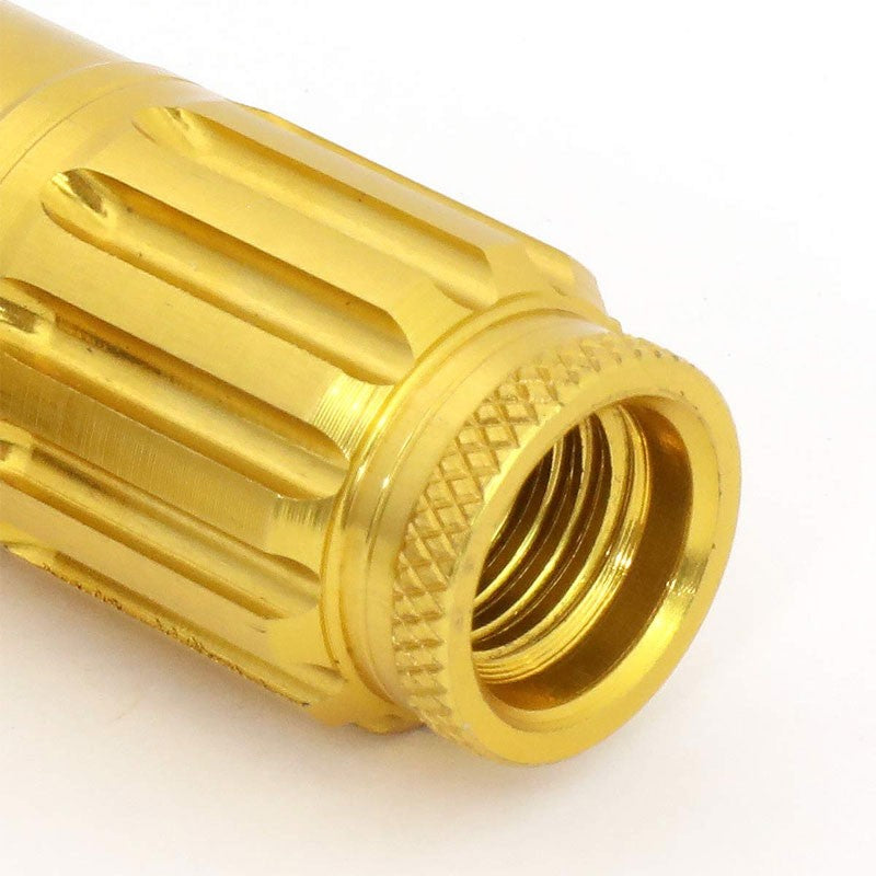 J2 Gold Open Knurled End Acorn+Spike Cap M12 x 1.50 16 Lug Nuts+4 Lock Nuts-Car & Truck Wheels-BuildFastCar-BFC-LN-T7-012-15-GD