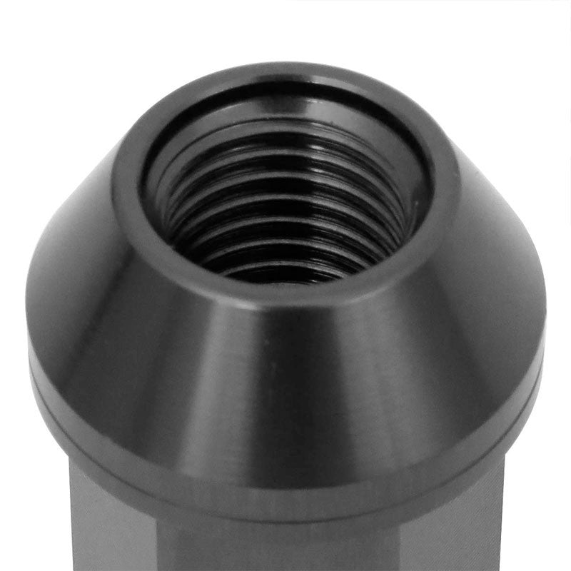 J2 Aluminum Black Open Knurled End Acorn Tuner M12 x 1.50 25MM OD/50MM Lug Nuts-Car & Truck Wheels-BuildFastCar
