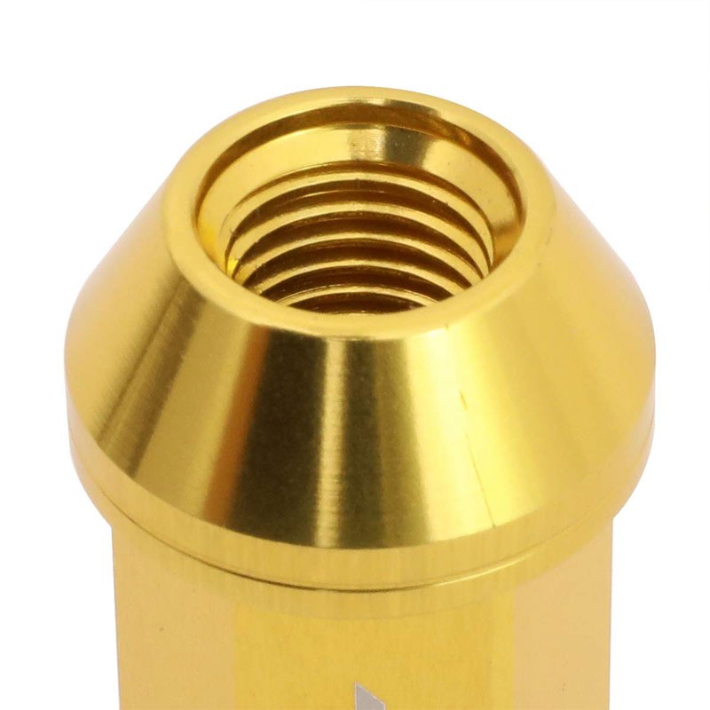 J2 Aluminum Gold Open Knurled End Acorn Tuner M12 x 1.50 25MM OD/50MM Lug Nuts-Car & Truck Wheels-BuildFastCar