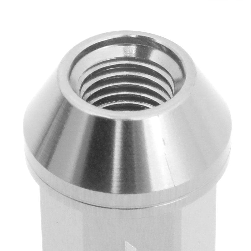 J2 Aluminum Silver Open Knurled End Acorn Tuner M12 x 1.50 25MM OD/50MM Lug Nuts-Car & Truck Wheels-BuildFastCar