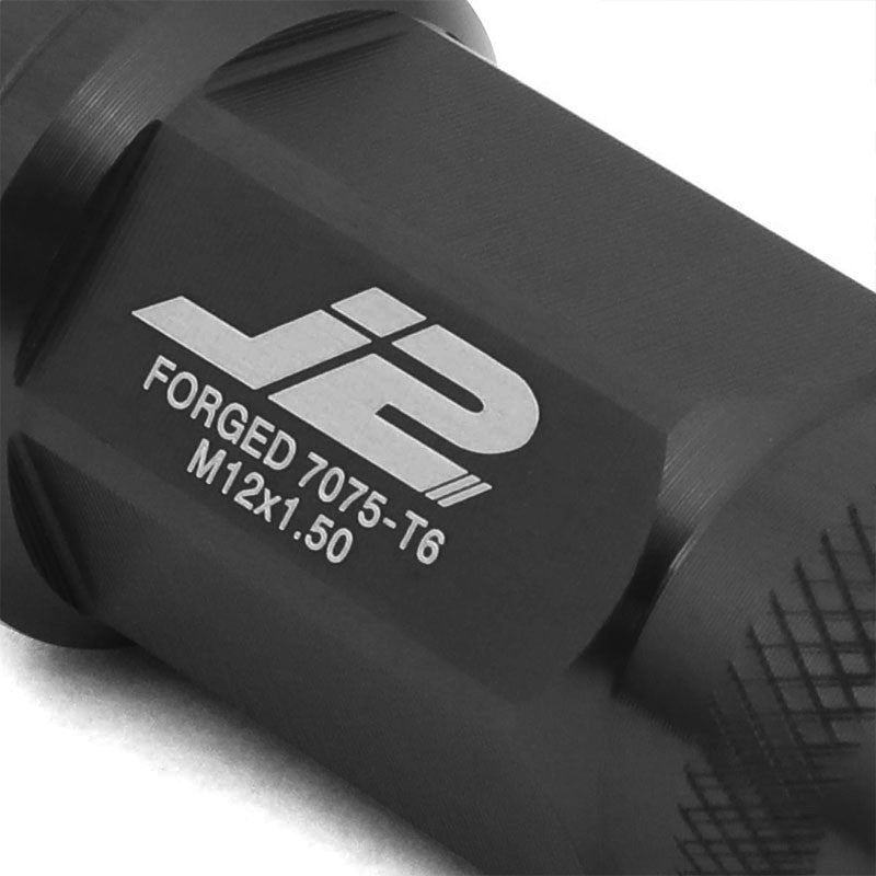 J2 Black Open Knurled Top Acorn Tuner M12 x 1.50 25MM OD/50MM Height Lug Nuts-Car & Truck Wheels-BuildFastCar