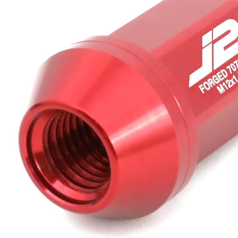 J2 Red Open Knurled Top Acorn Tuner M12 x 1.50 25MM OD/50MM Height Lug Nuts-Car & Truck Wheels-BuildFastCar