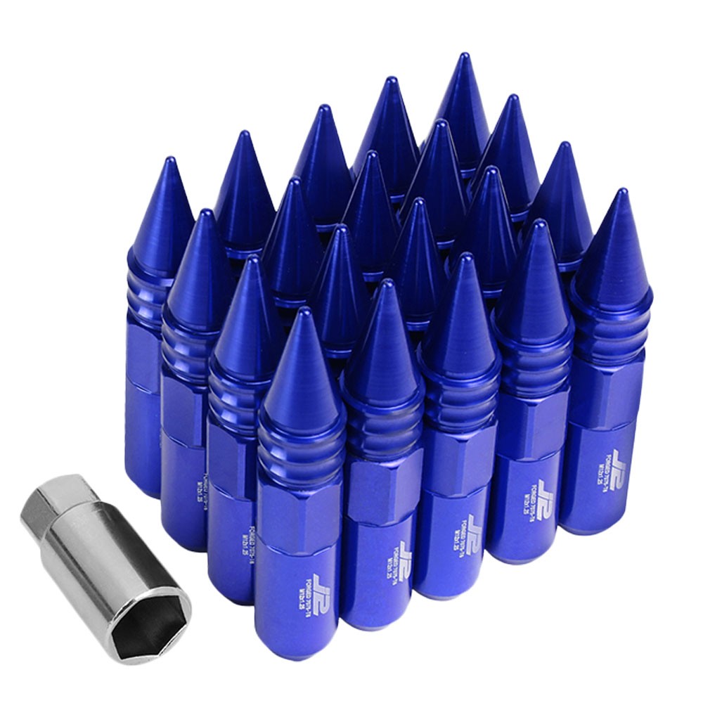 J2 Blue Open End Acorn Tuner w/ Spike Cap Lug Nuts Conical Seat M12x1.25 T7-016
