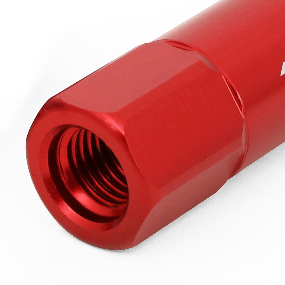 J2 Red Open End Acorn Tuner w/ Spike Cap Lug Nuts Conical Seat M12x1.25 T7-016-Car & Truck Wheels-BuildFastCar