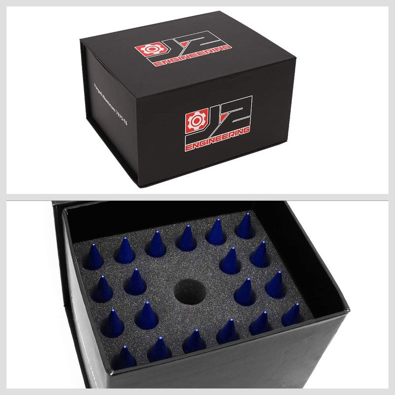 J2 Aluminum Blue Open End Acorn Tuner+Spike Cap M12x1.50 25MM OD/107MM Lug Nuts-Car & Truck Wheels-BuildFastCar