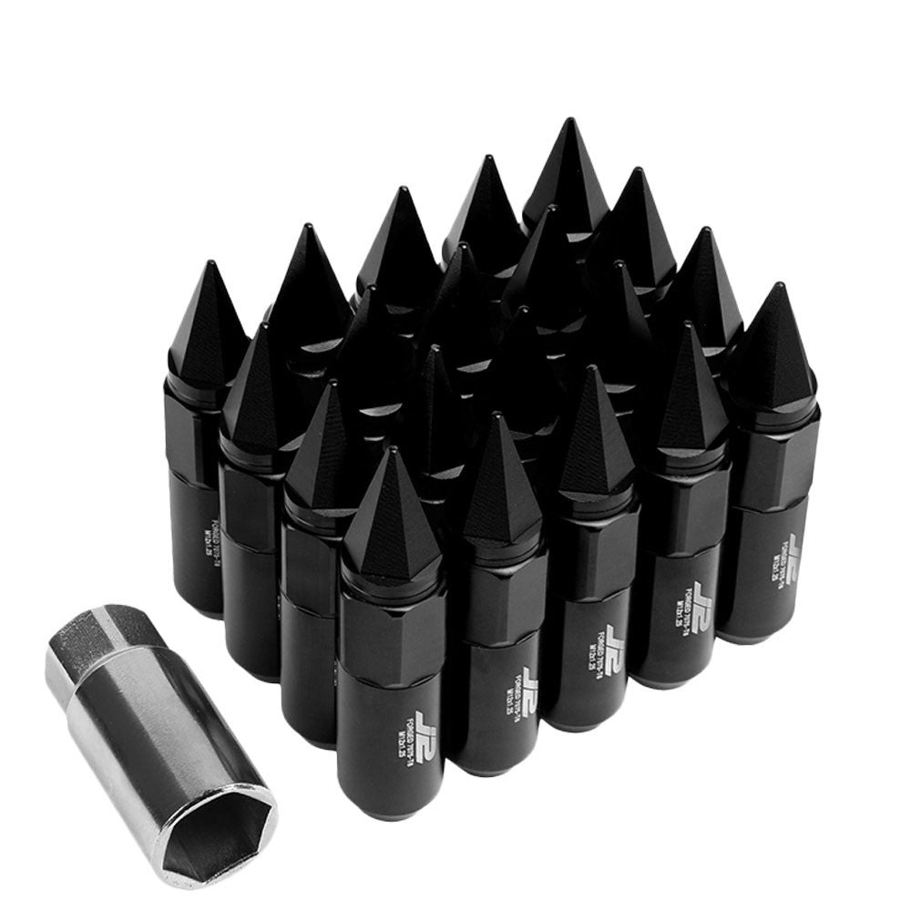J2 Black Open End Acorn Tuner w/ Spike Cap Lug Nuts Conical Seat M12x1.25 T7-017