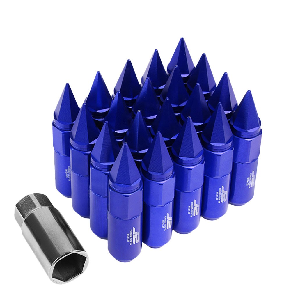 J2 Blue Open End Acorn Tuner w/ Spike Cap Lug Nuts Conical Seat M12x1.25 T7-017
