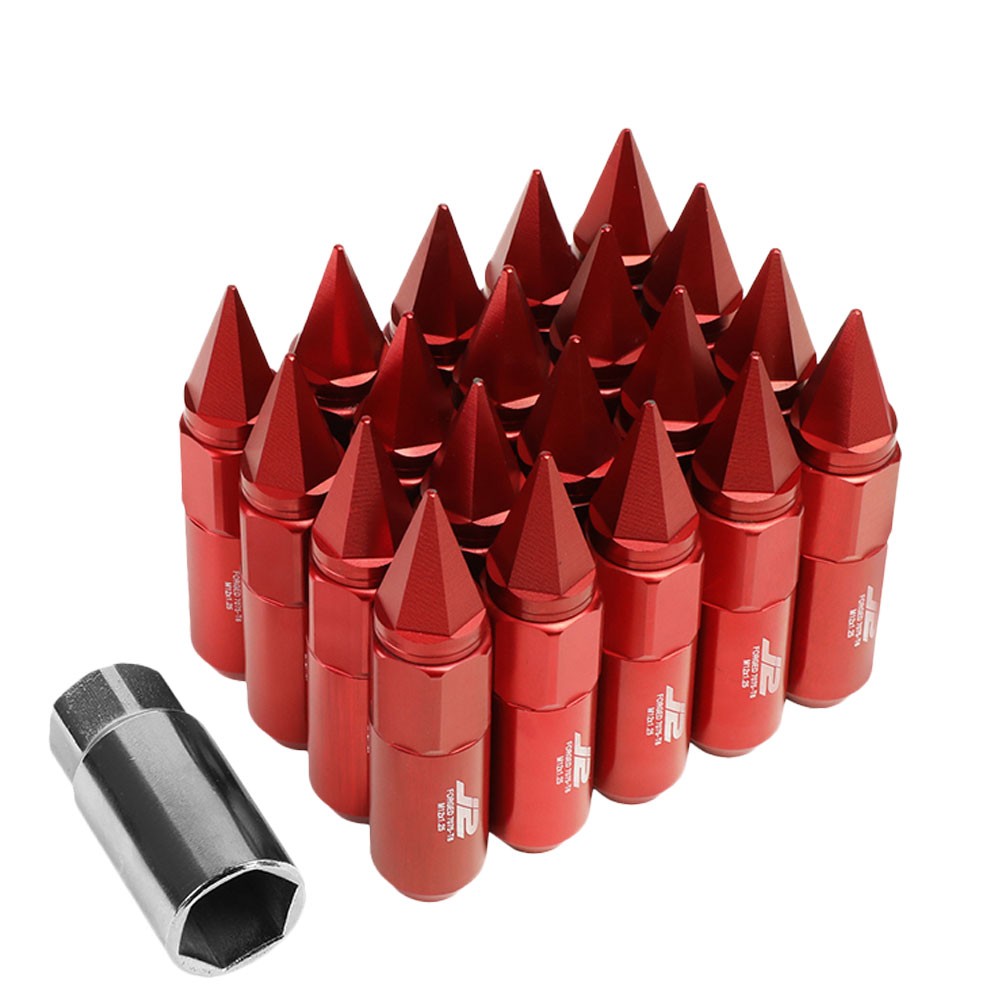 J2 Red Open End Acorn Tuner w/ Spike Cap Lug Nuts Conical Seat M12x1.25 T7-017