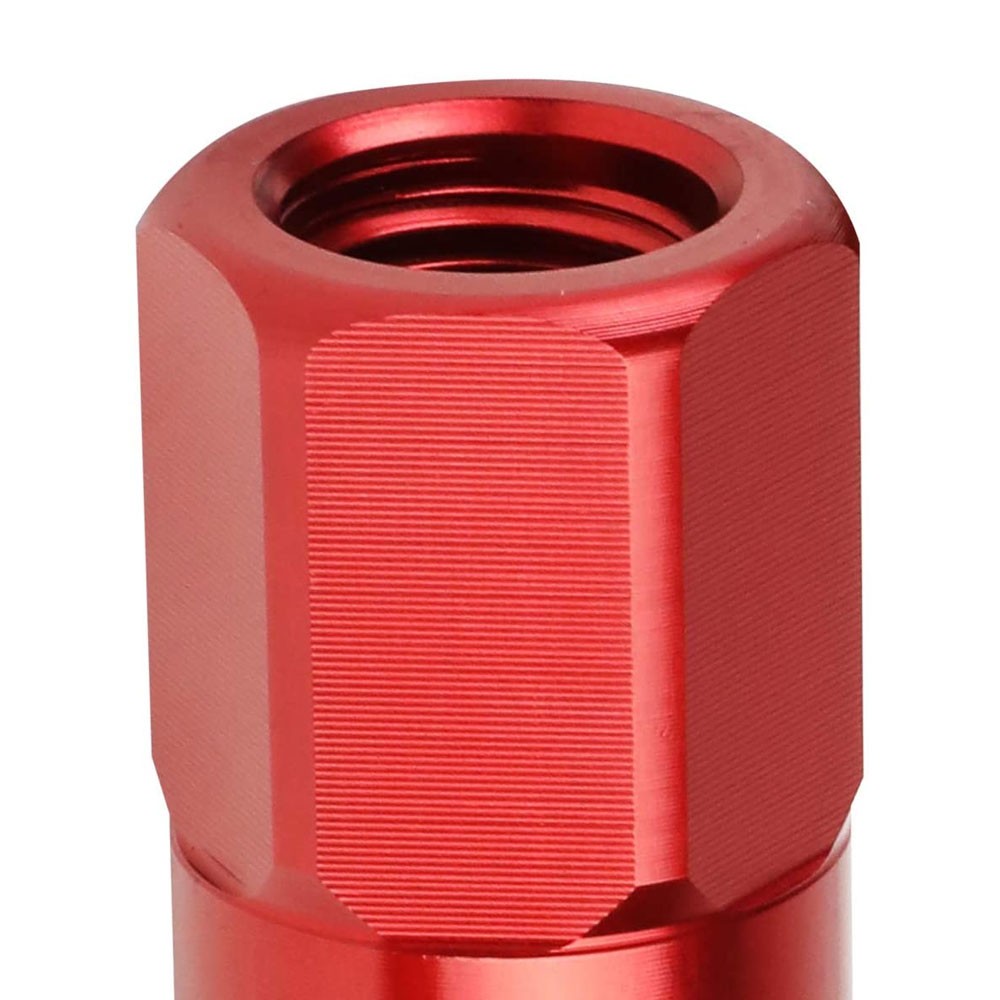 J2 Red Open End Acorn Tuner w/ Spike Cap Lug Nuts Conical Seat M12x1.25 T7-017-Car & Truck Wheels-BuildFastCar