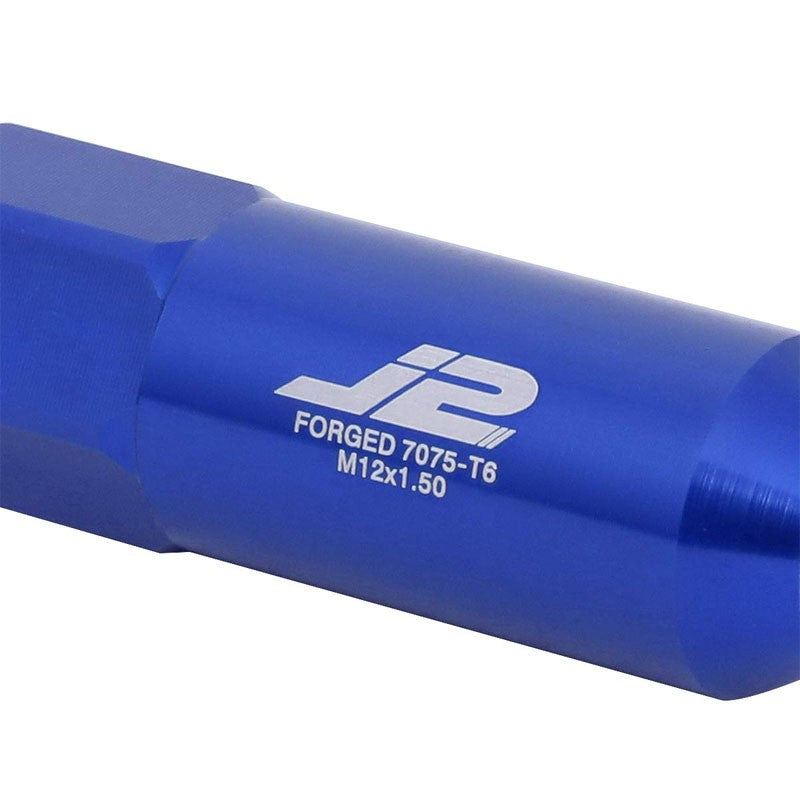 J2 Aluminum Blue Open End Acorn Tuner+Spike Cap M12 x 1.50 25MM OD/90MM Lug Nuts-Car & Truck Wheels-BuildFastCar-BFC-LN-T7-017-15-BL