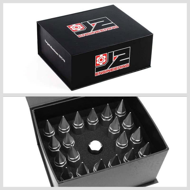 J2 Aluminum Silver Open End Acorn Tuner+Spike Cap M12x1.50 25MM OD/90MM Lug Nuts-Car & Truck Wheels-BuildFastCar-BFC-LN-T7-017-15-SL