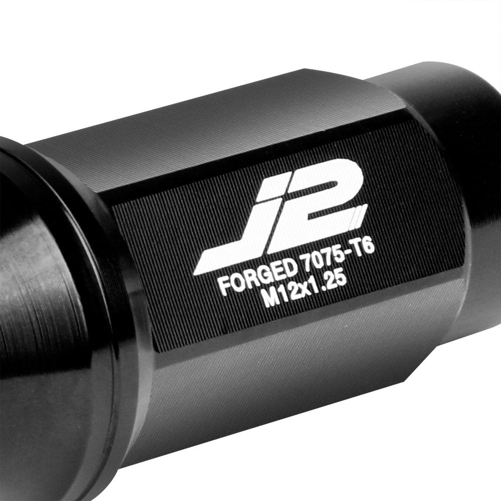 J2 Aluminum Black Close End Acorn Tuner Lug Nuts Conical Seat M12x1.25 T7-018-Car & Truck Wheels-BuildFastCar
