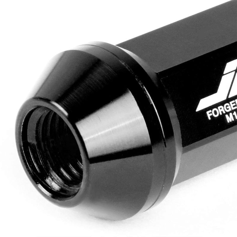 J2 Black Close End Acorn Tuner 25MM OD/50MM M12 x 1.50 20 Pcs Lug Nuts+Adapter-Car & Truck Wheels-BuildFastCar