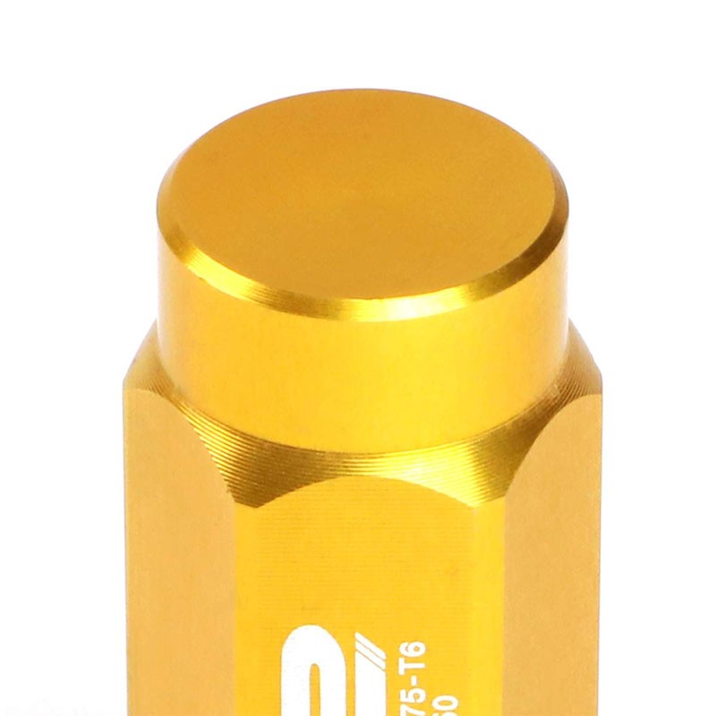 J2 Gold Close End Acorn Tuner 25MM OD/50MM M12 x 1.50 20 Pcs Lug Nuts+Adapter-Car & Truck Wheels-BuildFastCar