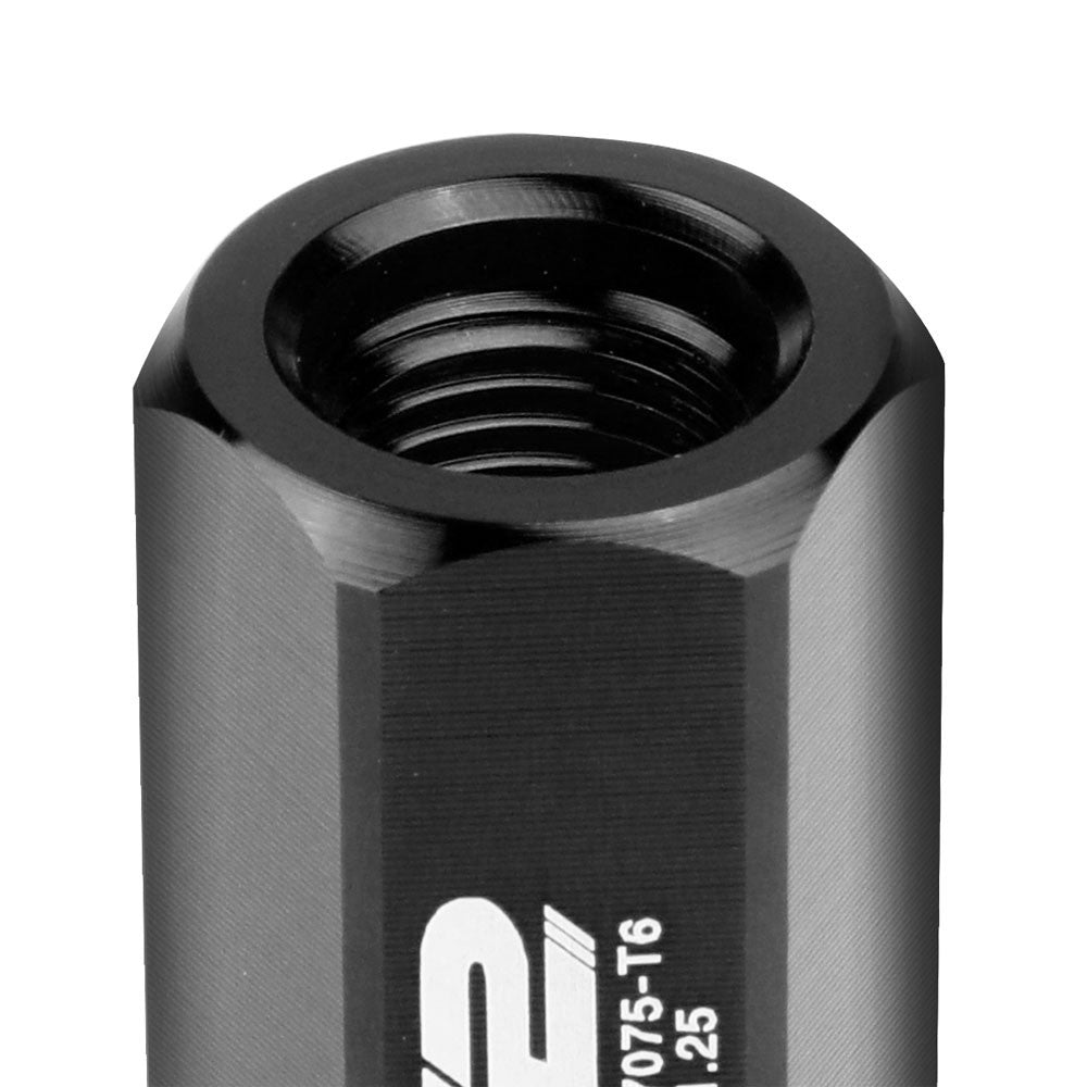 J2 Aluminum Black Open End Acorn Tuner Lug Nuts Conical Seat M12x1.25 T7-019-Car & Truck Wheels-BuildFastCar
