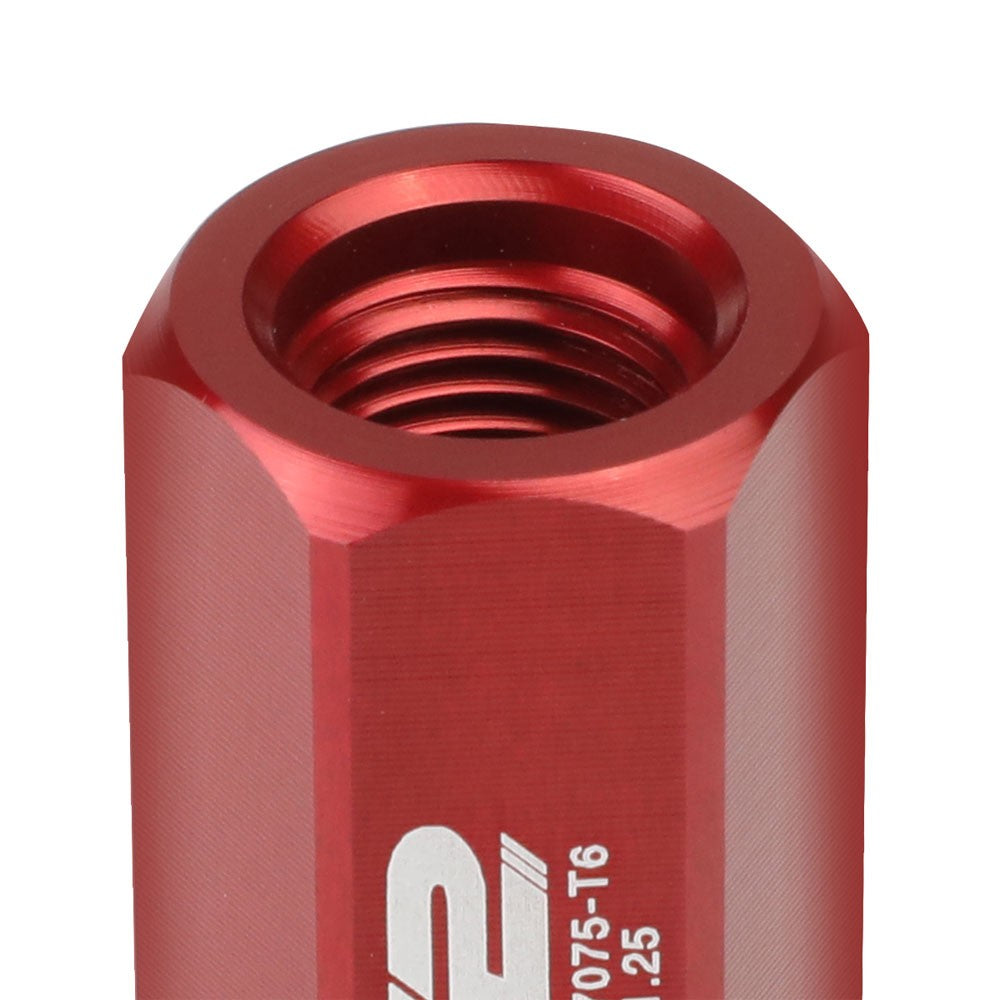 J2 Aluminum Red Open End Acorn Tuner Lug Nuts Conical Seat M12x1.25 T7-019-Car & Truck Wheels-BuildFastCar