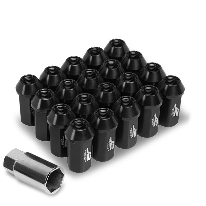 J2 Aluminum Black Open End Acorn Tuner M12 x 1.50 25MM OD/45MM Height Lug Nuts-Car & Truck Wheels-BuildFastCar
