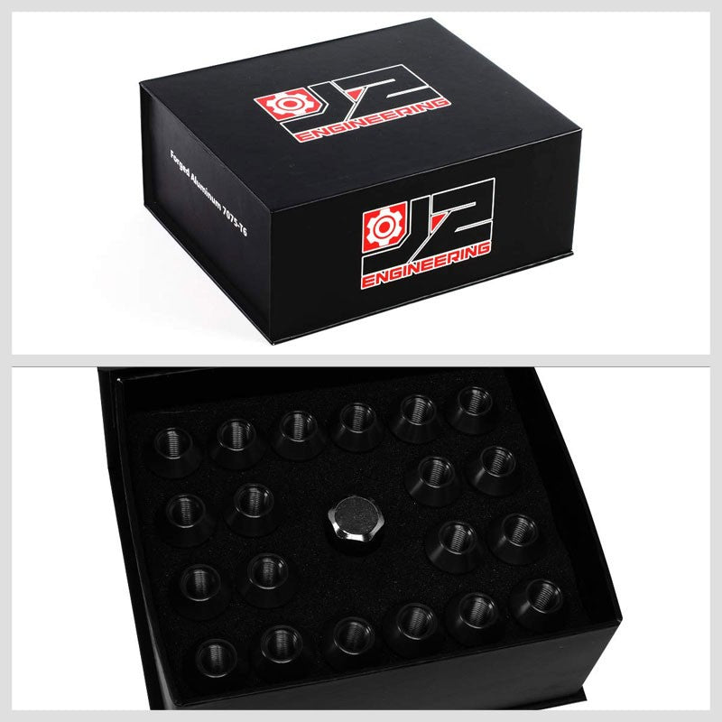 J2 Aluminum Black Open End Acorn Tuner M12 x 1.50 25MM OD/45MM Height Lug Nuts-Car & Truck Wheels-BuildFastCar