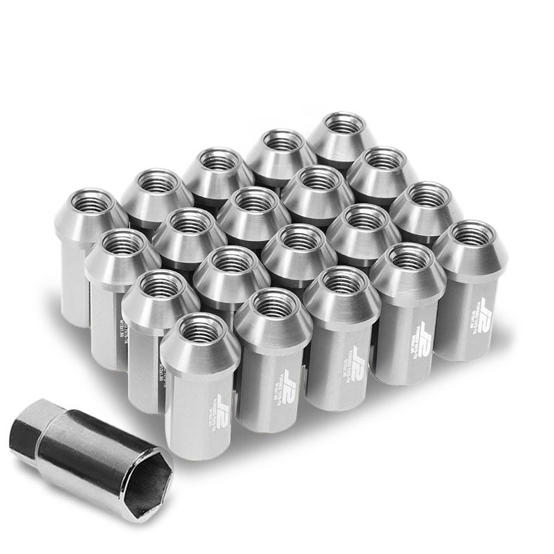 J2 Aluminum Silver Open End Acorn Tuner M12 x 1.50 25MM OD/45MM Height Lug Nuts-Car & Truck Wheels-BuildFastCar
