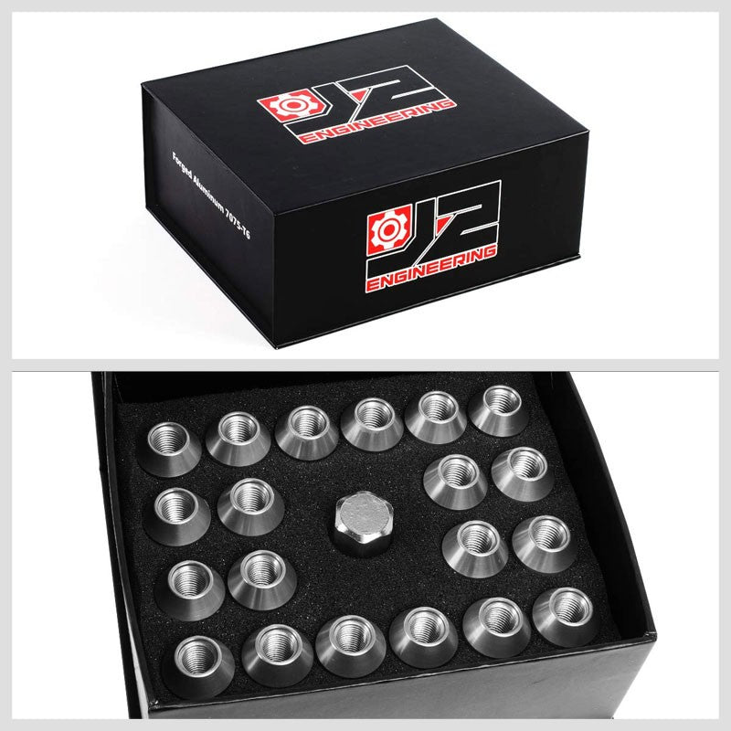J2 Aluminum Silver Open End Acorn Tuner M12 x 1.50 25MM OD/45MM Height Lug Nuts-Car & Truck Wheels-BuildFastCar
