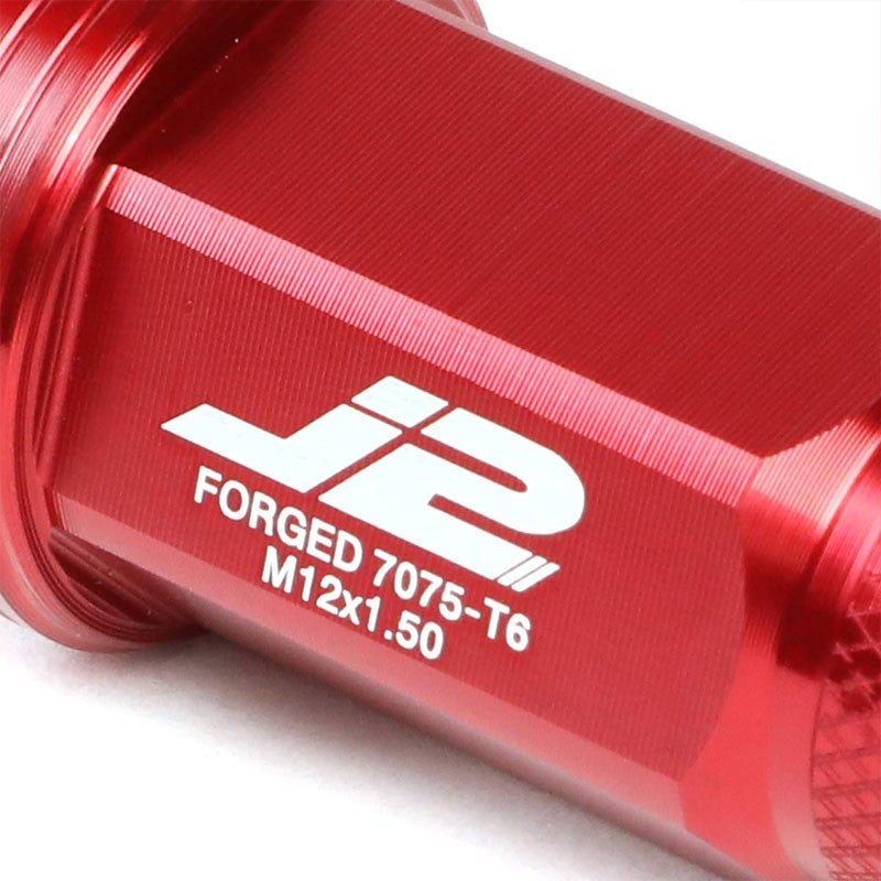 J2 Red Open Knurled End Acorn Tuner+Spike Cap 25MM OD/80MM M12 x 1.50 Lug Nuts-Car & Truck Wheels-BuildFastCar
