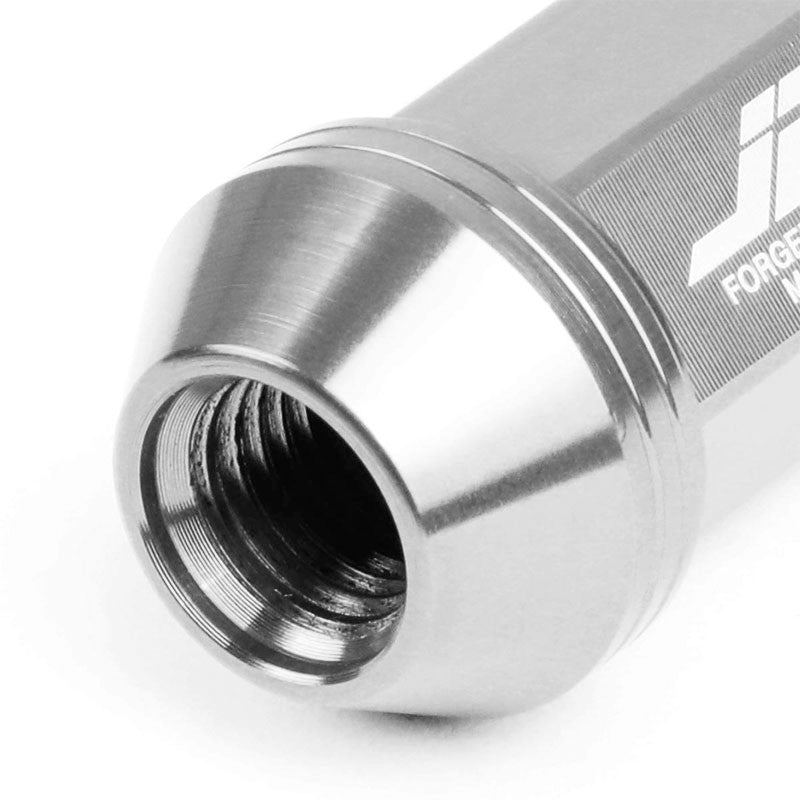 J2 Silver Open Knurled End Acorn Tuner+ Cap 25MM OD/80MM M12x1.50 Lug Nuts Set-Car & Truck Wheels-BuildFastCar