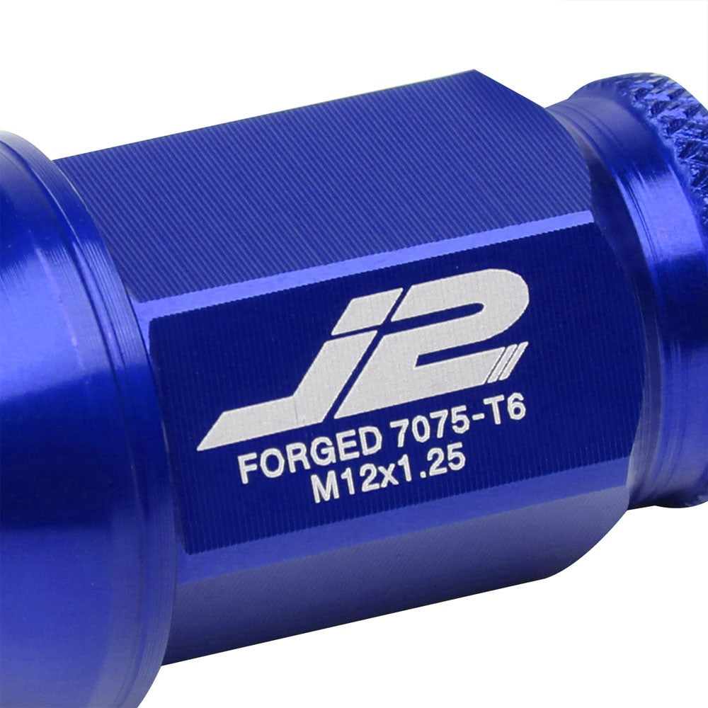 J2 Blue Open Knurled End Acorn Tuner Lug Nuts Conical Seat M12x1.25 T7-023-Car & Truck Wheels-BuildFastCar