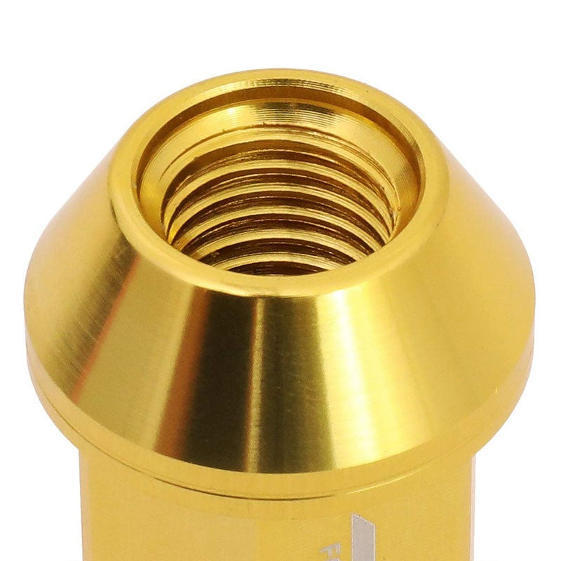 J2 Aluminum Gold Open Knurled End Acorn Tuner M12 x 1.50 25MM OD/40MM Lug Nuts-Car & Truck Wheels-BuildFastCar