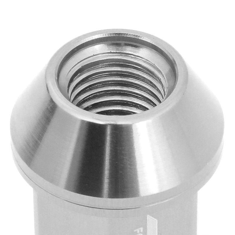 J2 Aluminum Silver Open Knurled End Acorn Tuner M12 x 1.50 25MM OD/40MM Lug Nuts-Car & Truck Wheels-BuildFastCar