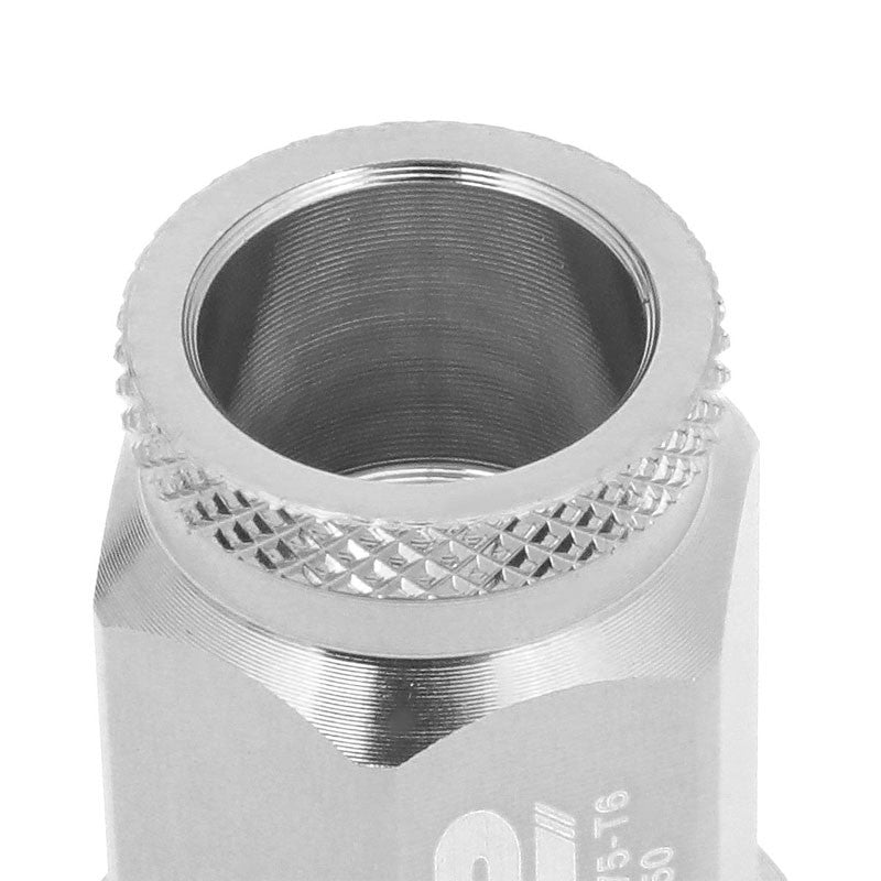 J2 Aluminum Silver Open Knurled End Acorn Tuner M12 x 1.50 25MM OD/40MM Lug Nuts-Car & Truck Wheels-BuildFastCar