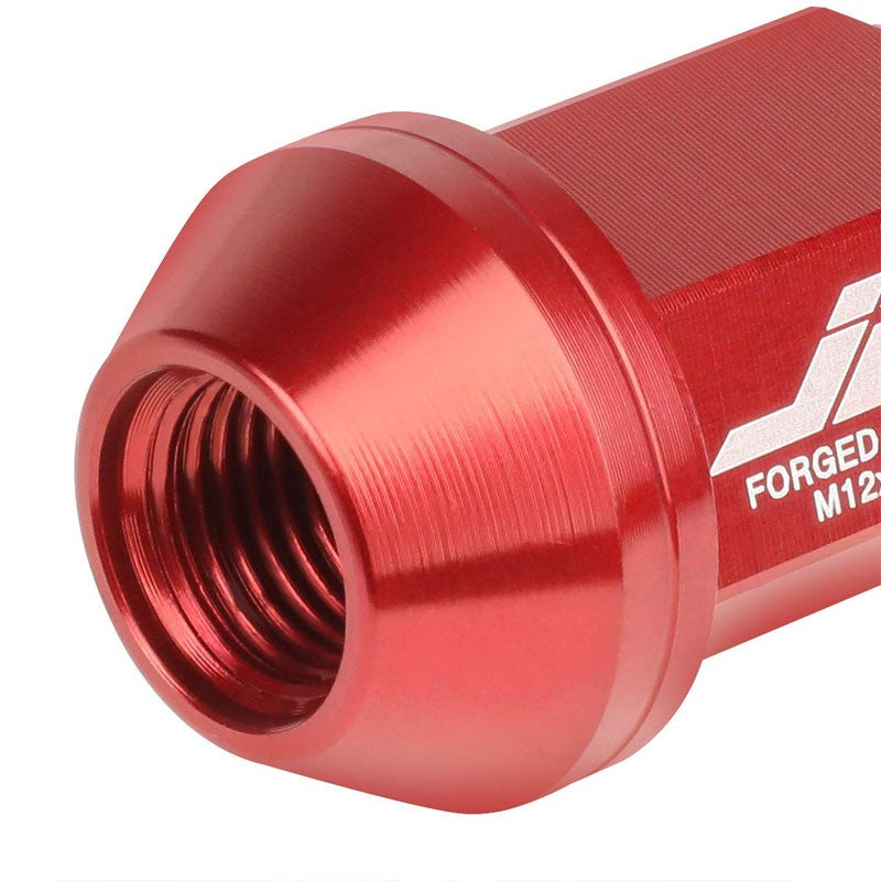 J2 Red Close End Acorn Tuner 25MM OD/35MM M12x1.25 20 Pcs Lug Nuts Set+Adapter-Car & Truck Wheels-BuildFastCar