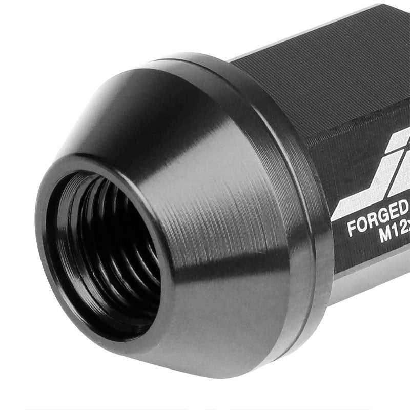 J2 Black Close End Acorn Tuner 25MM OD/35MM M12 x 1.50 20 Pcs Lug Nuts+Adapter-Car & Truck Wheels-BuildFastCar