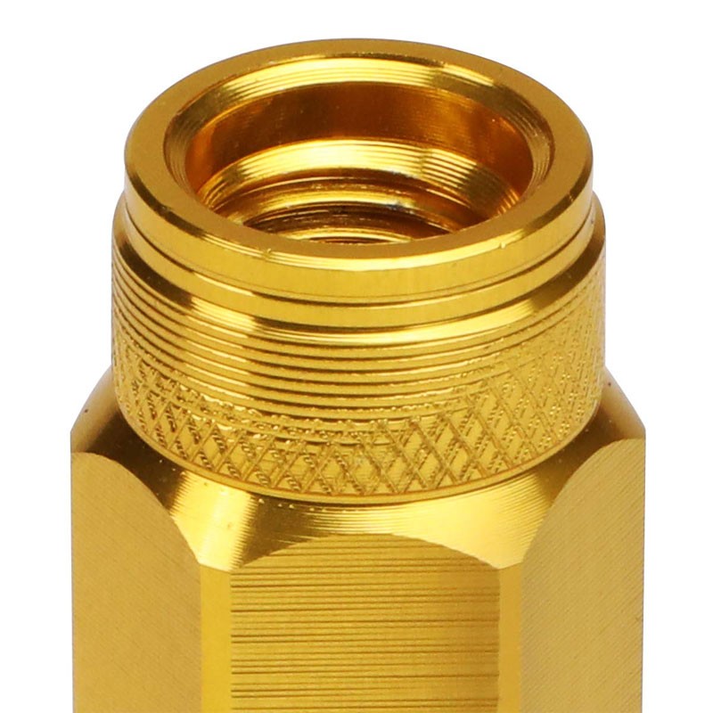 J2 Gold Open Double Knurled End Acorn Tuner 70MM M12x1.50 Lug Nuts Set+Adapter-Car & Truck Wheels-BuildFastCar