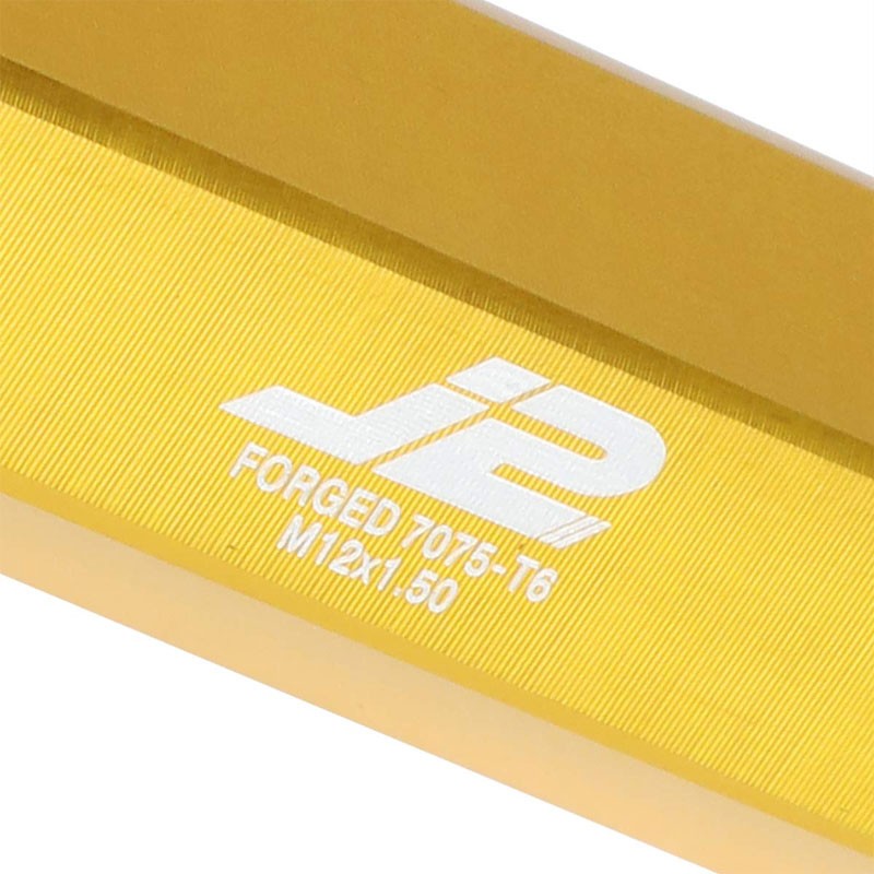 J2 Gold Open Double Knurled End Acorn Tuner 90MM M12x1.50 Lug Nuts Set+Adapter-Car & Truck Wheels-BuildFastCar