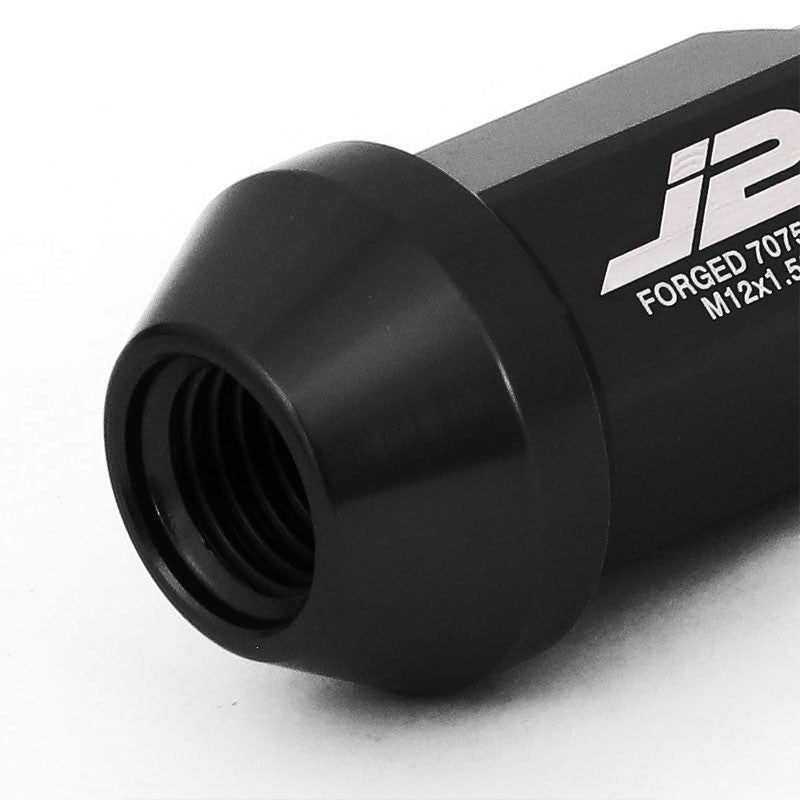 J2 Black Open Knurled End Acorn Tuner M12 x 1.50 25MM OD/50MM Height Lug Nuts-Car & Truck Wheels-BuildFastCar-BFC-LN-T7-034-15-BK
