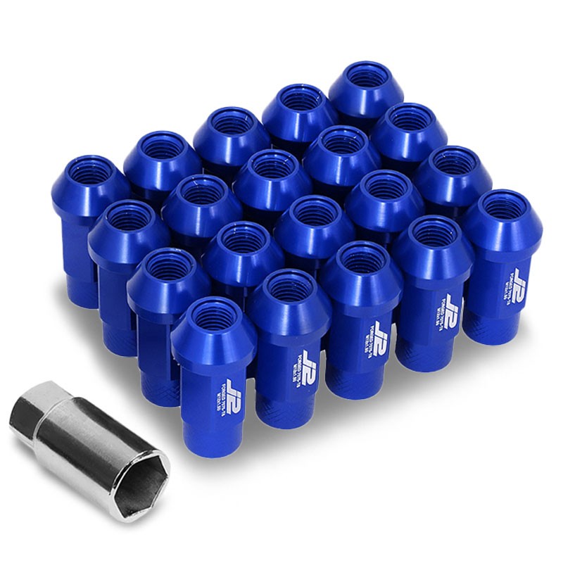 J2 Blue Open Knurled End Acorn Tuner M12 x 1.50 25MM OD/50MM Height Lug Nuts-Car & Truck Wheels-BuildFastCar-BFC-LN-T7-034-15-BL