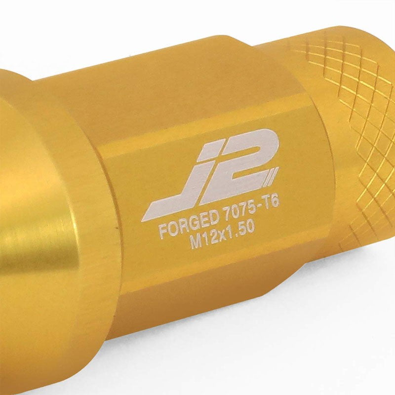 J2 Gold Open Knurled End Acorn Tuner M12 x 1.50 25MM OD/50MM Height Lug Nuts-Car & Truck Wheels-BuildFastCar-BFC-LN-T7-034-15-GD
