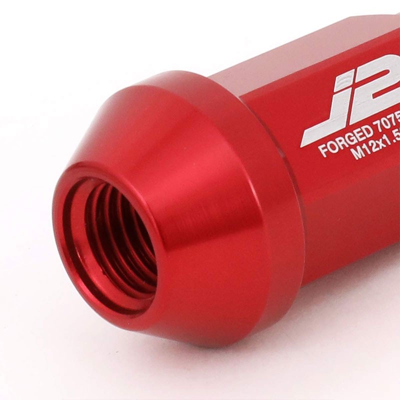 J2 Red Open Knurled End Acorn Tuner M12 x 1.50 25MM OD/50MM Height Lug Nuts-Car & Truck Wheels-BuildFastCar-BFC-LN-T7-034-15-RD