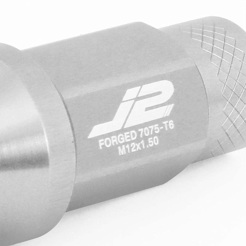 J2 Silver Open Knurled End Acorn Tuner M12 x 1.50 25MM OD/50MM Height Lug Nuts-Car & Truck Wheels-BuildFastCar-BFC-LN-T7-034-15-SL