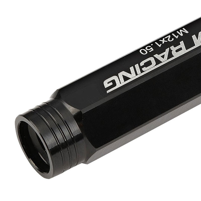 Black Aluminum M12x1.50 90MM Tall Open Rim End Acorn Tuner 20x Conical Lug Nuts-Accessories-BuildFastCar