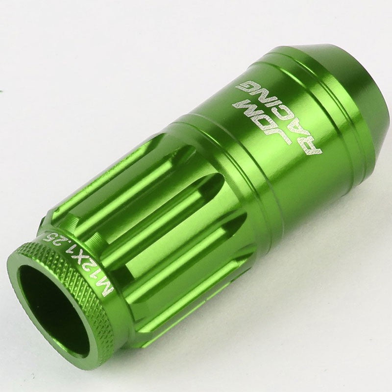 Green Aluminum M12x1.25 Conical Open Knurl Acorn Tuner 16x Lug Nuts+4 Lock Nuts-Accessories-BuildFastCar