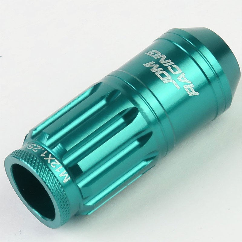 Light Blue Aluminum M12x1.25 Open Knurl Acorn Tuner 16x Lug Nuts+4 Lock Nuts-Accessories-BuildFastCar