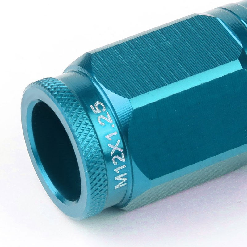 Light Blue Aluminum M12x1.25 Open Knurl Acorn Tuner 16x Lug Nuts+4 Lock Nuts-Accessories-BuildFastCar
