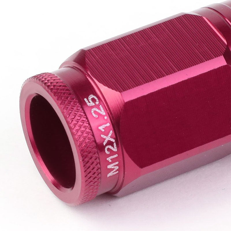 Pink Aluminum M12x1.25 Conical Open Knurl Acorn Tuner 16x Lug Nuts+4 Lock Nuts-Accessories-BuildFastCar