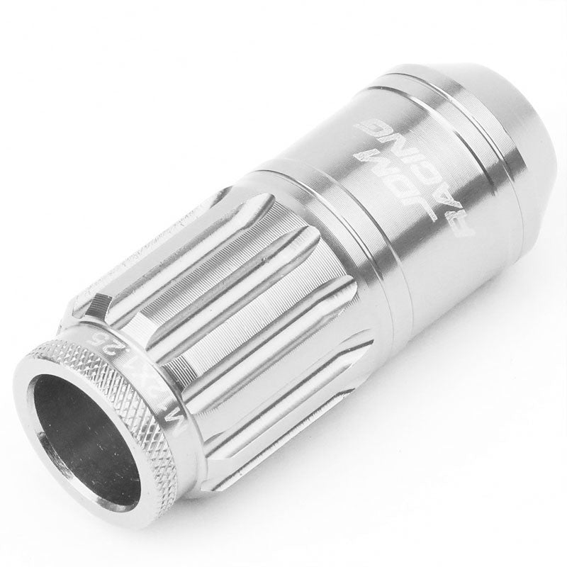 Silver Aluminum M12x1.25 Conical Open Knurl Acorn Tuner 16x Lug Nuts+4 Lock Nuts-Accessories-BuildFastCar